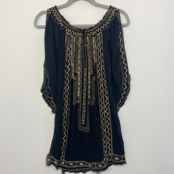 Poupette St Barth Off Shoulder Mini Dress Cover Up S Black - Picture 5 of 15